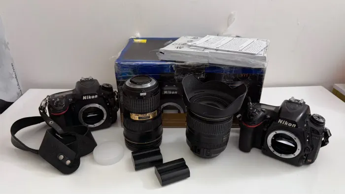 02 máquinas Nikon D750 e as lentes 24-70mm e 24-120mm nikkor