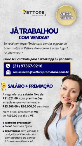 Vendedor Interno - Call Center - Barra Da Tijuca