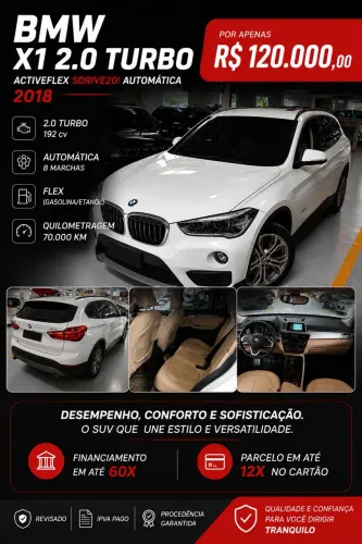 BMW X1 Sdrive 20I X-line 2.0 TB Active Flex 2018