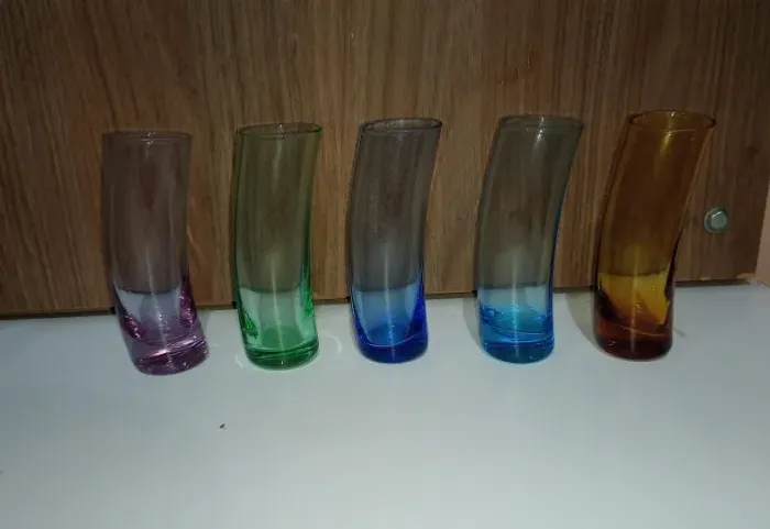5 copos antigo curvado para shot de vidro