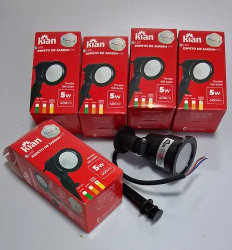 Espeto de LED p/ jardim FIT, da Kian. 05 peças novas na caixa.  5 W , 3000K , 127v 240v.