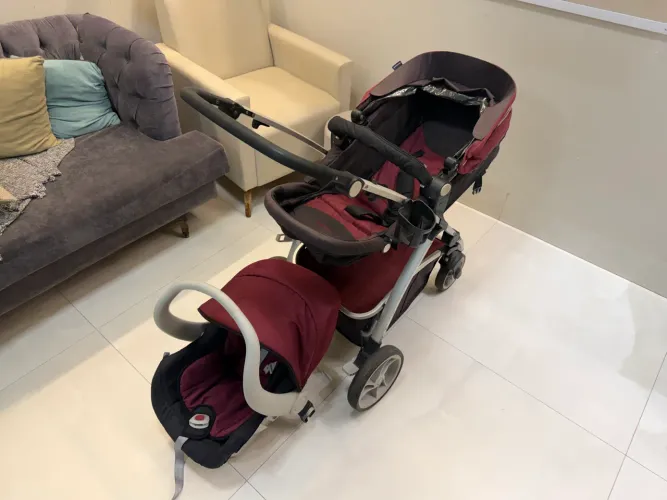 Carrinho Dzieco Maly Completo + Bebê Conforto + Base Veicular - Excelente Estado