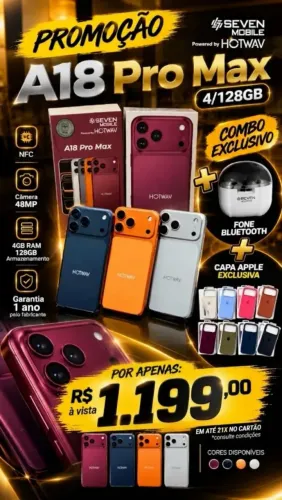 Celular A18 pro Max Novos lacrados e garantia 