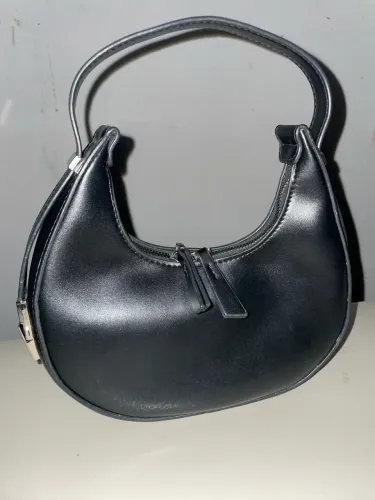 bolsa meia lua preta impecável + saquinho