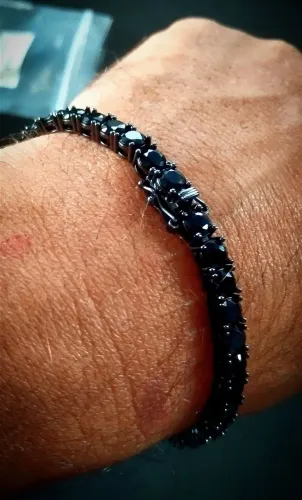 Pulseira Riviera ródio negro zirconias negras 5mm 20cm/8"