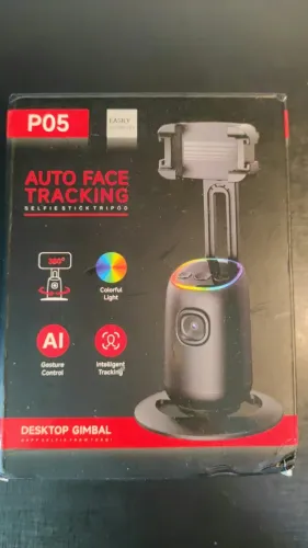 Suporte de smartphone inteligente para vídeos/lives com câmera face tracking 360º embutida