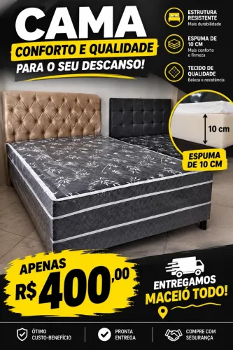Cama Box + Colchão com 10cm de Espuma por Apenas R$ 400! ?