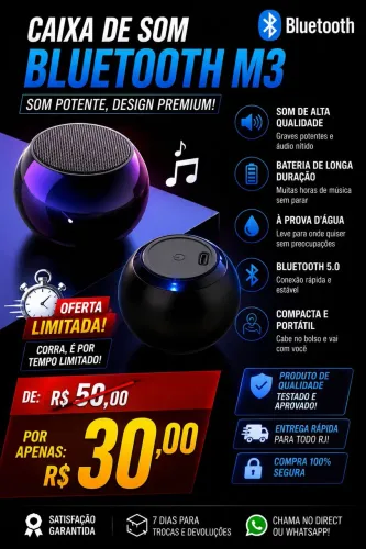 Caixa De Som Bluetooth Som Potente Design Premium 