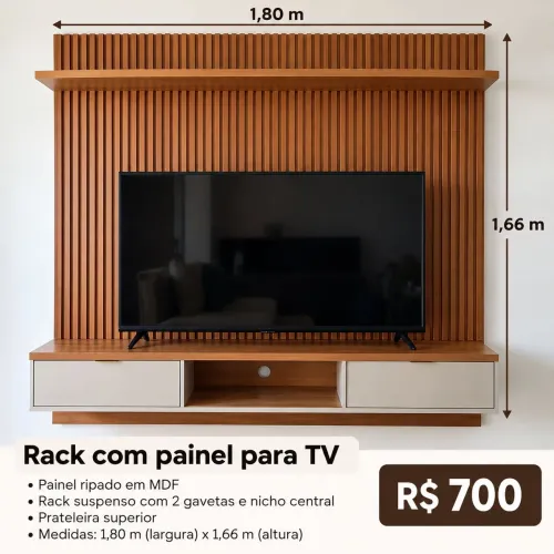 Rack Ripado em Mdf Baixou Preço