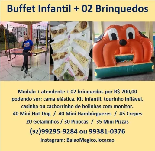 Pula Pula + Cachorrinho de Bolinhas + Buffet Infantil 
