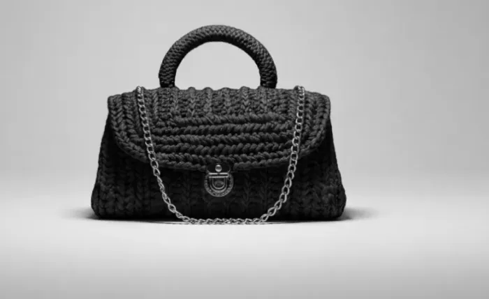 Bolsa De Crochê Fio Náutico Feminina Chumbo