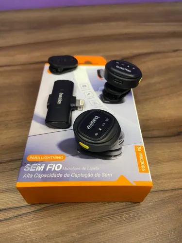 Microfone de Lapela Sem Fio Tipo C  ou Lightning - BASIKE - Ba-MIC0007
