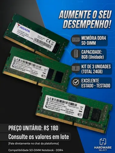 Memória RAM Notebook DDR4 8GB - ADATA / SMART (Unidade ou Lote)