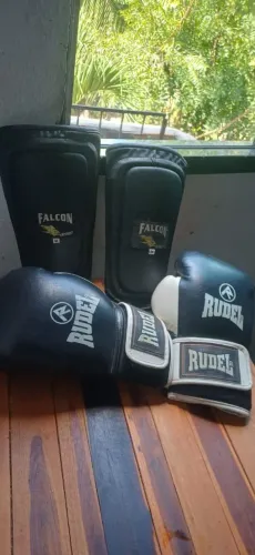 Caneleira de Muay Thai e luvas