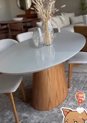 Mesa de jantar cone oval 137x90 laca branca