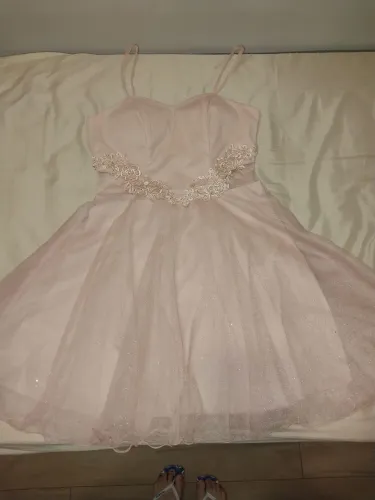 Vestido curto de festa rosa MATERIAL