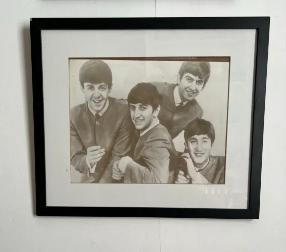 Quadro foto dos Beatles com moldura