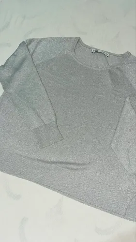 Blusa Zara Cinza Brilhosa Original | Sofisticada