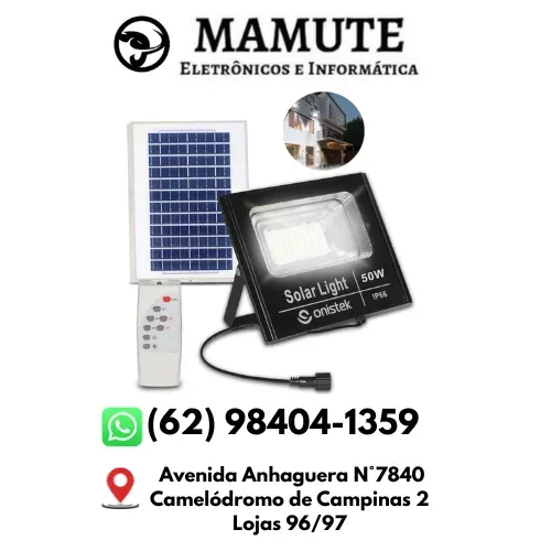 Refletor com placa Solar Led 50w Holofote  Luz Branca- Onistek