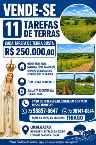 Vende-se 11 tarefas de Terras