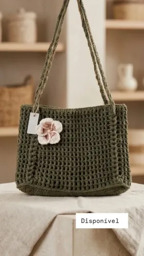 Bolsa de crochê verde