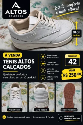 TENIS DA MARCA ALTOS CALCADOS GANHE 10 CENTÍMETROS DE ALTURA