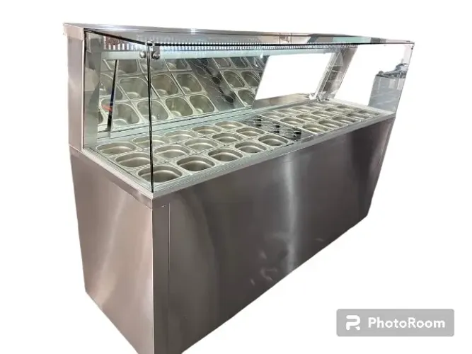 Vitrine Condimentadora refrigerada em aço inox, direto da fábrica, (Faça um orçamento)