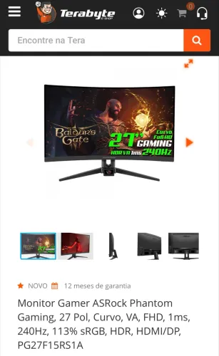 Monitor Gamer AsRock Phantom 240Hz