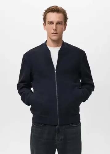 Jaqueta Mango Estilo Bomber Azul Marinho Importada - Tam P
