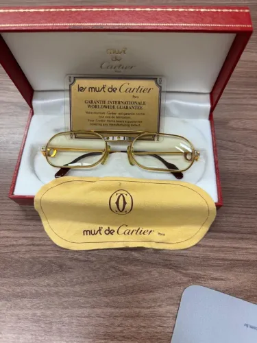 Óculos Cartier Must de Cartier Vintage - Ponte 53-20 (Haste Ouro 22K)