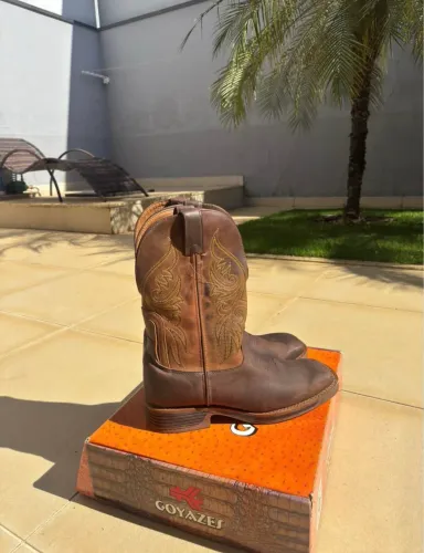 Bota Texana Goyazes Original - Couro Legítimo Dallas Café (Tam 44)
