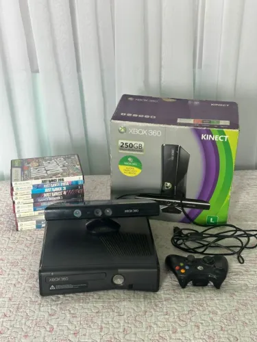 Xbox 360 Slim 250GB Kinect + 11 Jogos Originais + Caixa