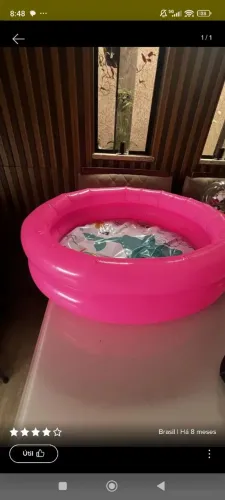 Piscina Banheira Inflavél Infantil Mor 28 Litros Para Bebê Cor Rosa<br><br>30,00