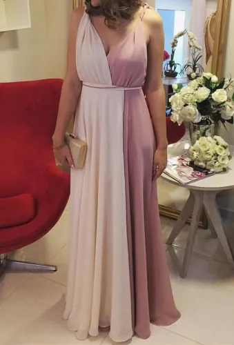 Vestido Longo Festa (Bege e Rosê)
