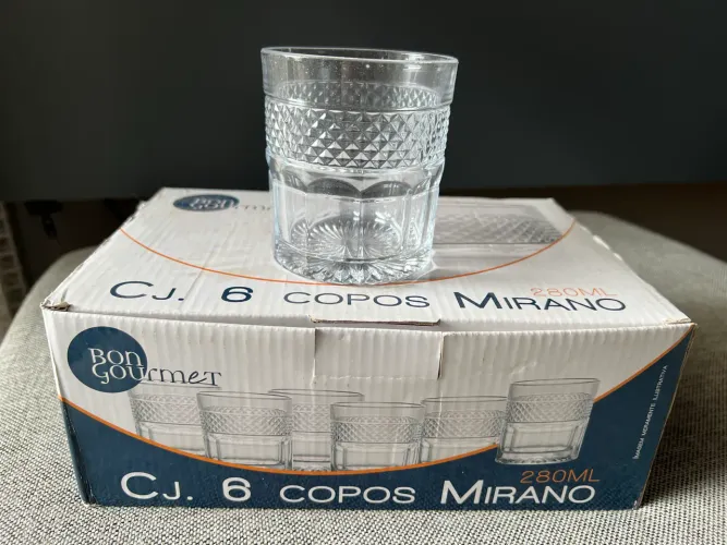 Conjunto 12 copos whisky baixo vidro novo na caixa