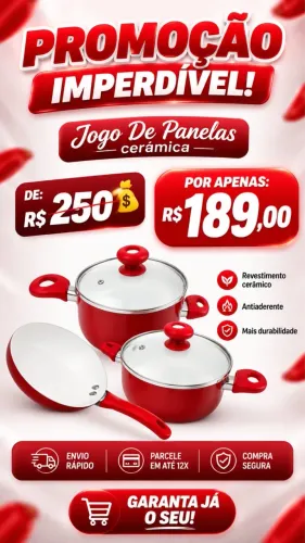 Jogo de panelas cerâmica 
