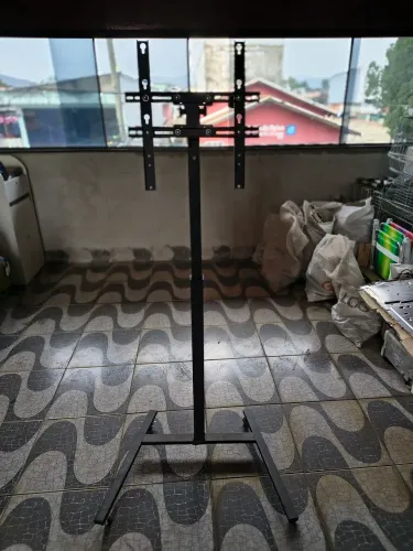 Suporte para tv pedestal 10 a 60 polegadas, preto, flutuante movel, com 10pcs completas