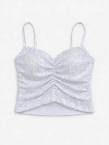 Top Cropped Branco de Paetês com Bojo