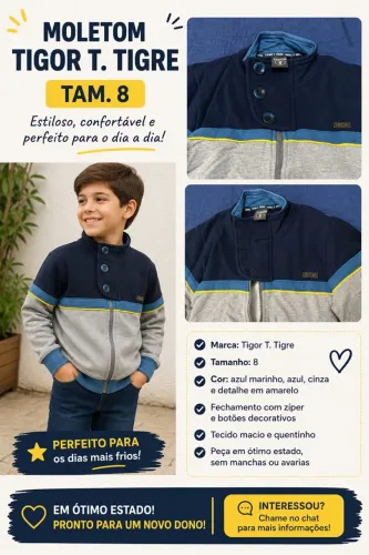 Moletom Tigor T. Tigre azul marinho TAM. 8