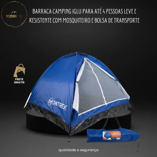 Barraca Camping Iglu para Até 4 Pessoas com Mosquiteiro e Bolsa de Transporte