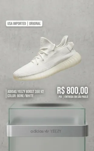 Tênis Adidas Yeezy Boost 350 V2 Bone Original - Tamanho 38