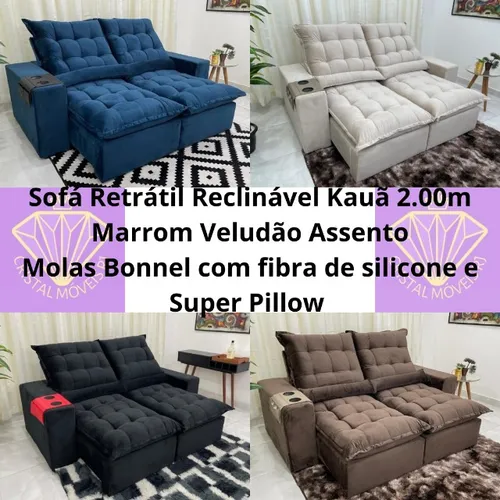 Sofá Retrátil Kauã 2.00m Veludão LD