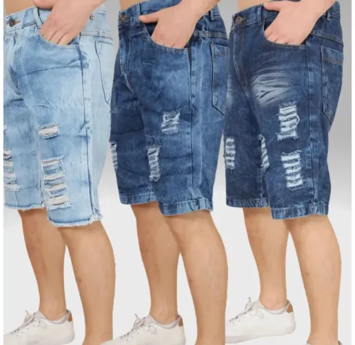 Bermudas jeans masculinas 1 45$ promoção 3 por 120$ 