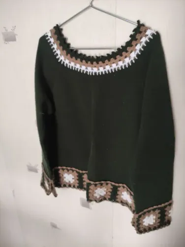 Blusa lã crochê M verde