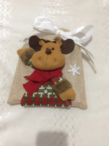 Embalagem de Natal ( saco ) desenho de Rena Natalina