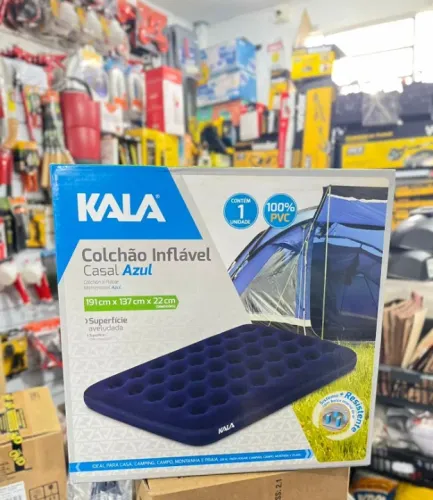 Colchão de Casal Inflável 191x137x22cm Azul Kala