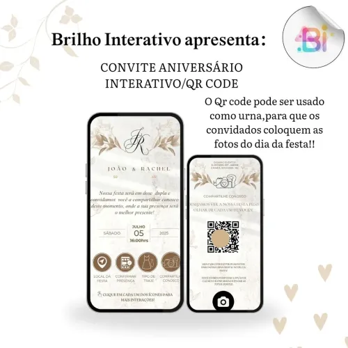 CONVITE DIGITAL VIRTUAL COM QRCODE URNA DE FOTOS