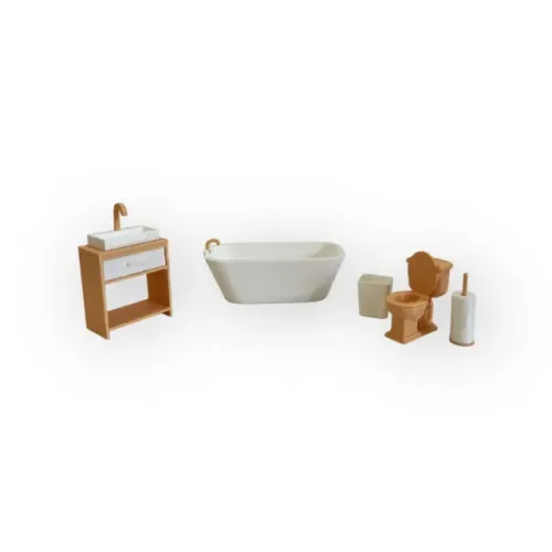 KIT MINIATURA MÓVEIS REALISTA PARA CASA DE BONECA POLY BANHEIRO TOILET COR CAUCASIANO