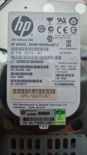 100 Hd hp 1tb 7.2k sas pn HP 725118-001 Pn gaveta 727397 cada no lote