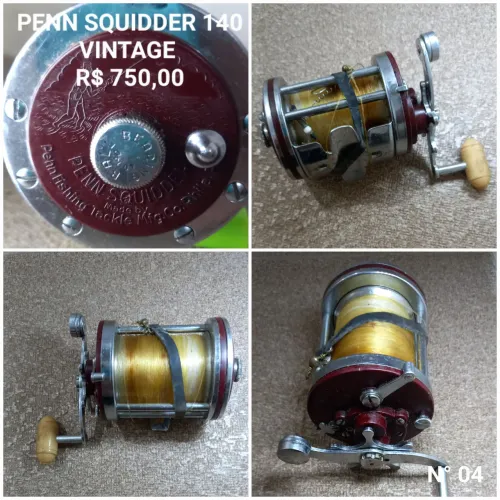 CARRETILHA DE PESCA USADA EM BOM ESTADO MARCA PENN MODELO SQUIDDER VINTAGE140 ( MARRON )